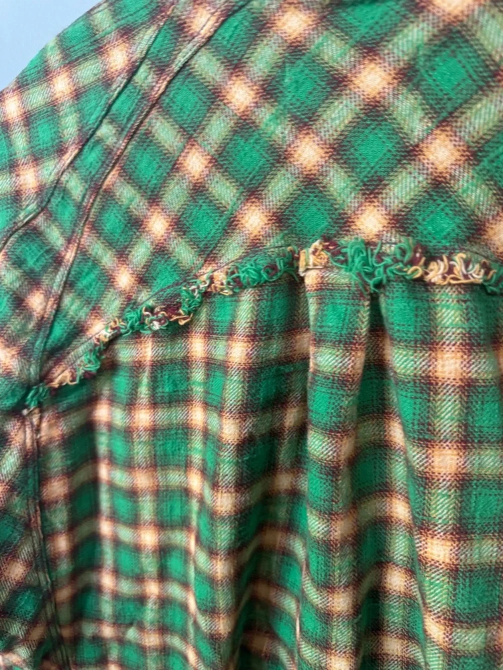 BDG Urban Outfitters Brixton Green Plaid Flannel Shirt with Raw Hem. Small - Picture 11 of 15